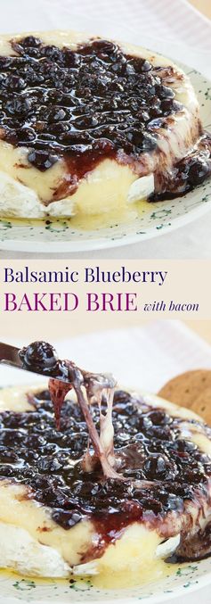 Balsamic Blueberry Baked Brie with Bacon