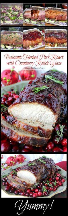 Balsamic Herbed Pork Roast with Cranberry Relish Glaze