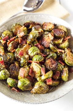 Balsamic Maple Roasted Brussels Sprouts with Bacon