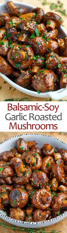 Balsamic Soy Roasted Garlic Mushrooms