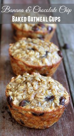 Banana and Chocolate Chip Baked Oatmeal Cups