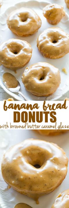 Banana Bread Donuts with Browned Butter Caramel Glaze