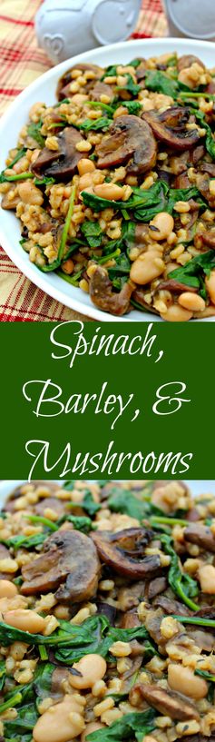 Barley, Spinach, and Mushrooms