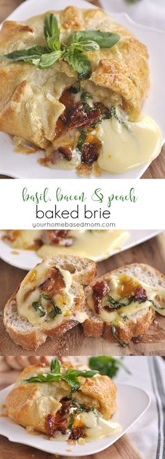 Basil, Bacon & Peach Baked Brie