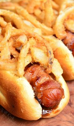 BBQ Bacon & Crispy Onion Hot Dogs