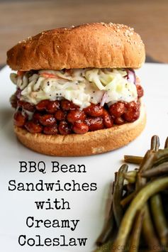 BBQ Bean Sandwiches Topped with Creamy Coleslaw