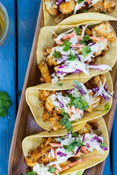 BBQ Cauliflower & Chickpea Tacos with a Creamy Lime Slaw (gf+v