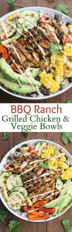 BBQ Ranch Grilled Chicken and Veggie Bowls