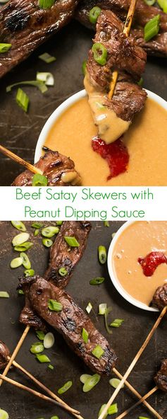 Beef Satay Skewers with Peanut Dipping Sauce