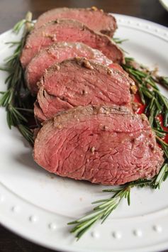 Beef Tenderloin with a Red Wine Mushroom Sauce