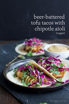 Beer Battered Tofu Tacos with Chipotle Aïoli