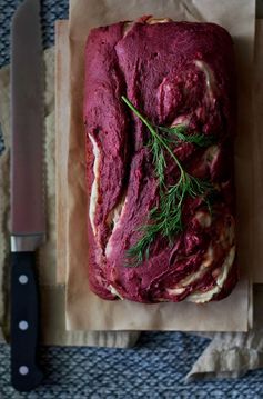 Beet Bread with Cream Cheese and Dill Swirl