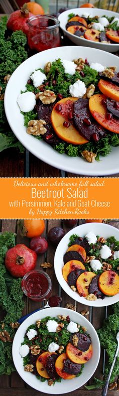 Beetroot Salad with Persimmon, Kale and Goat Cheese