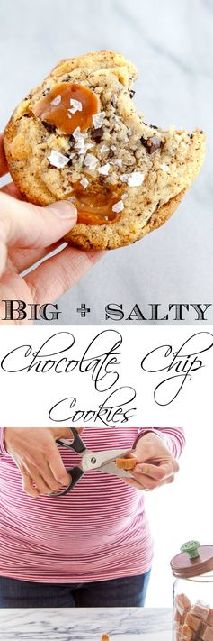 Big Salty Chocolate Chip Cookies with Caramel