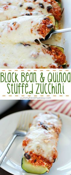 Black Bean & Quinoa Stuffed Zucchini