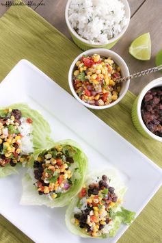 Black Bean Lettuce Wraps with Grilled Corn Salsa and Cilantro Lime Rice for #WeekdaySupper #ChooseDreams