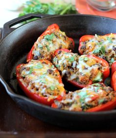 Black Bean, Sweet Potato, & Quinoa Stuffed Bell Peppers