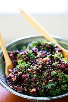 Black Rice, Beet & Kale Salad with Cider Flax Dressing