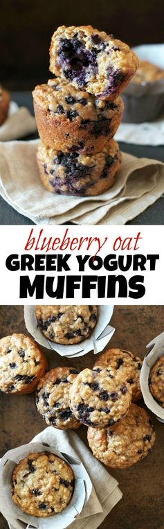 Blueberry Oat Greek Yogurt Muffins