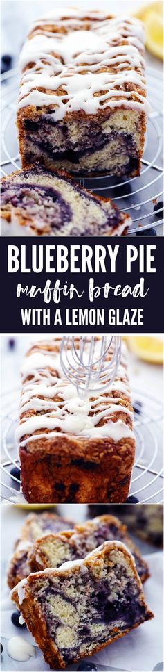 Blueberry Pie Muffin Bread with a Lemon Glaze