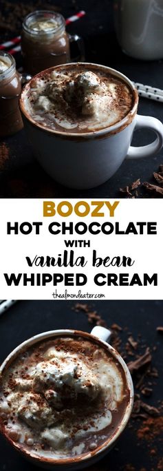 Boozy Hot Chocolate with Vanilla Bean Whipped Cream