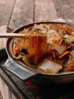 Braised Glass Noodles with Pork & Napa Cabbage