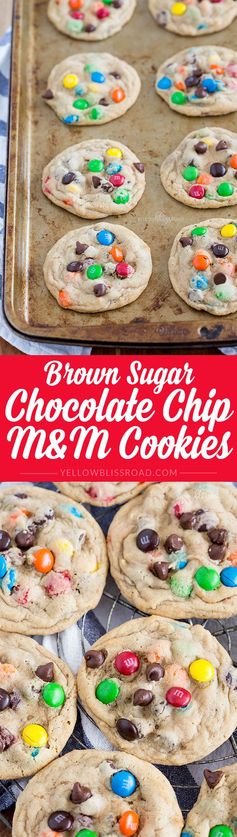 Brown Sugar Chocolate Chip Cookies with M&Ms