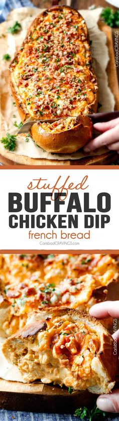 Buffalo Chicken Dip Stuffed French Bread
