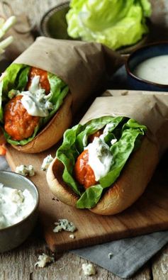 Buffalo Chicken Meatball Sandwich with Blue Cheese Sauce