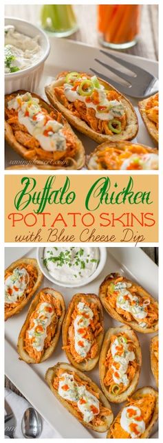 Buffalo Chicken Potato Skins with Blue Cheese Dip