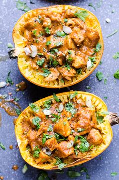 Butter Chicken Spaghetti Squash Boats