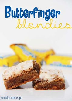 Butterfinger Blondies with Butterfinger Buttercream