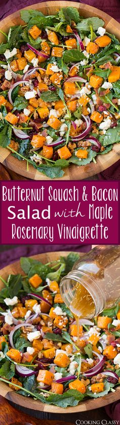 Butternut Squash and Bacon Salad with Maple-Rosemary Vinaigrette