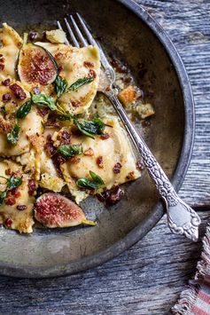 Butternut Squash and Goat Cheese Ravioli with Browned Butter + Oregano Bread Crumbs