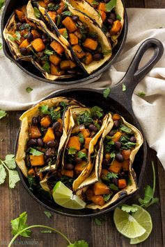 Butternut Squash, Black Bean and Kale Tacos