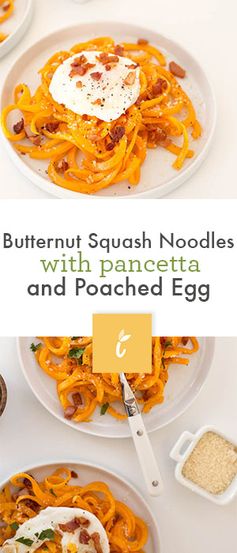 Butternut Squash Noodles with Pancetta and Poached Egg