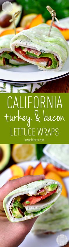 California Turkey and Bacon Lettuce Wraps with Basil-Mayo