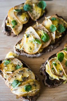 Caramalised Pear, Brie and Honey Tartines