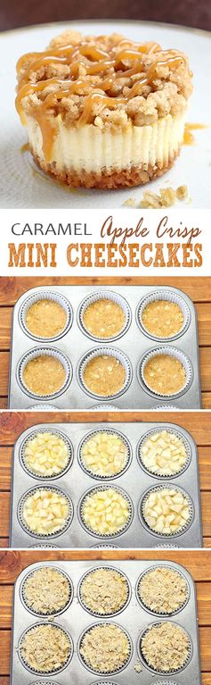 Caramel Apple Crisp Mini Cheesecakes