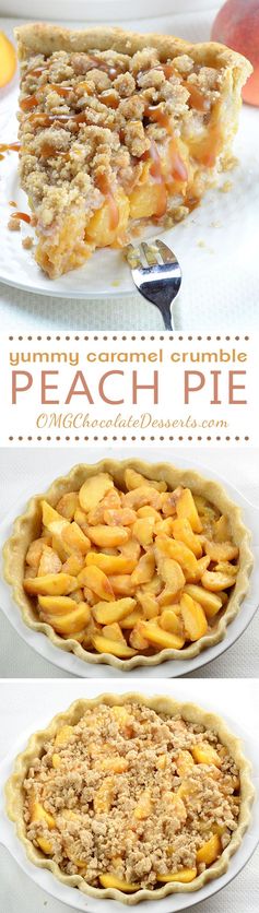 Caramel Crumble Peach Pie