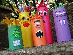 Cardboard Tube Ghoul Family