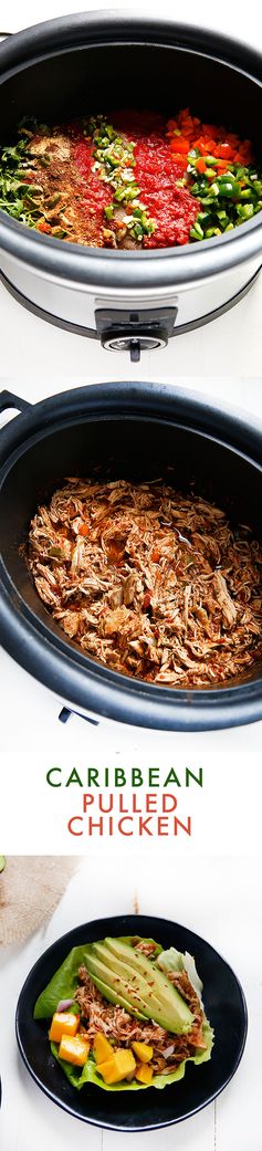 Caribbean Pulled Chicken Lettuce Wraps