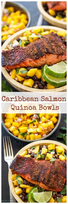 Caribbean Salmon Quinoa Bowls