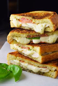 Cast Iron Chicken Pesto and Mozzarella Panini