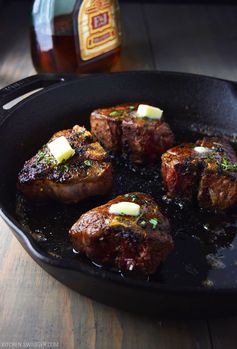 Cast Iron Lamb Loin Chops with Herbs and Cognac Butter Sauce