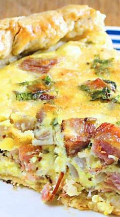 Cast iron quiche w/ham and sharp cheddar cheese