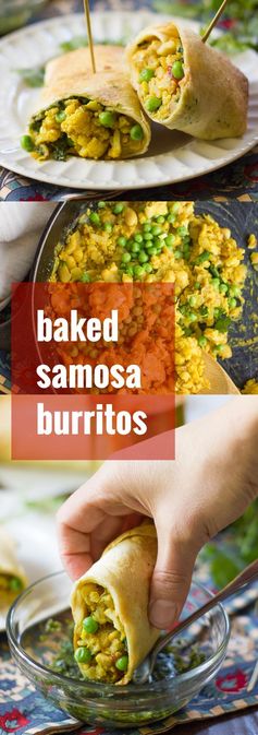 Cauliflower & White Bean Baked Samosa Burritos