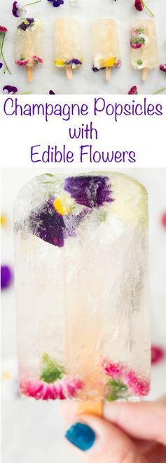 Champagne Popsicles with St. Germain & Edible Flowers