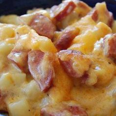 Cheese potato & smoked sausage casserole