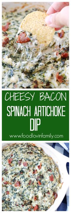 Cheesy Bacon Spinach Artichoke Dip